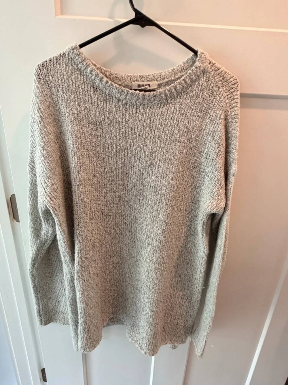 BB Dakota Chunky Knit Sweater Large Gray Oversized Cozy Slouchy Pullover Women